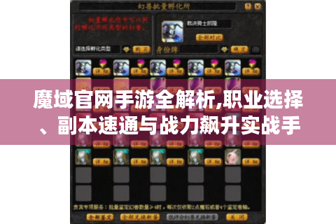 魔域官网手游全解析,职业选择、副本速通与战力飙升实战手册