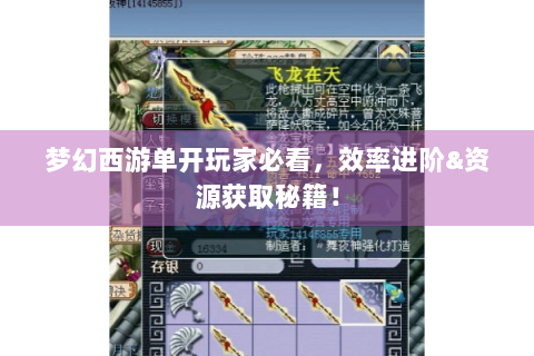 梦幻西游单开玩家必看，效率进阶&资源获取秘籍！
