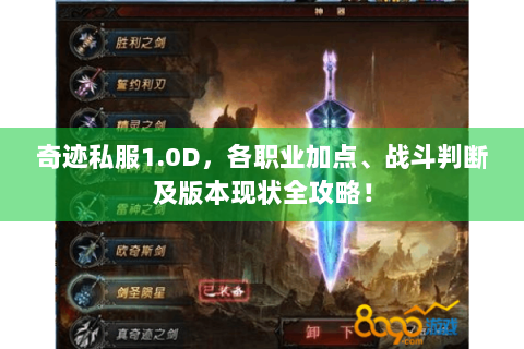奇迹私服1.0D，各职业加点、战斗判断及版本现状全攻略！