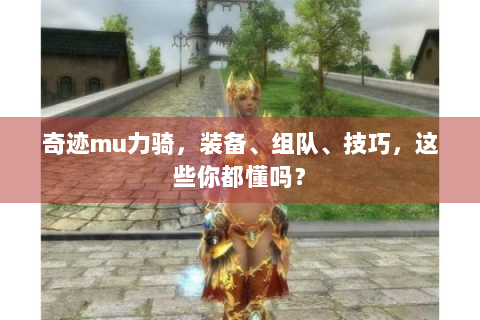奇迹mu力骑，装备、组队、技巧，这些你都懂吗？