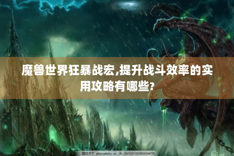 魔兽世界狂暴战宏,提升战斗效率的实用攻略有哪些?