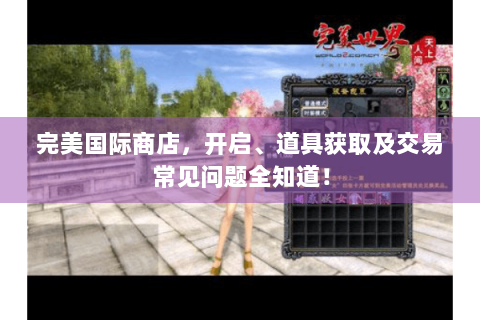 完美国际商店，开启、道具获取及交易常见问题全知道！