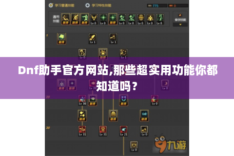Dnf助手官方网站,那些超实用功能你都知道吗？