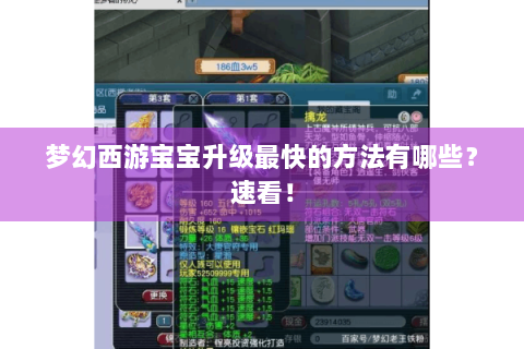 梦幻西游宝宝升级最快的方法有哪些？速看！