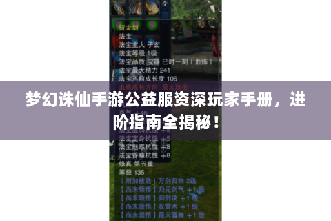 梦幻诛仙手游公益服资深玩家手册，进阶指南全揭秘！