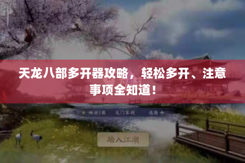 天龙八部多开器攻略，轻松多开、注意事项全知道！