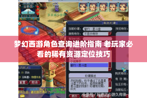 梦幻西游角色查询进阶指南 老玩家必看的稀有资源定位技巧