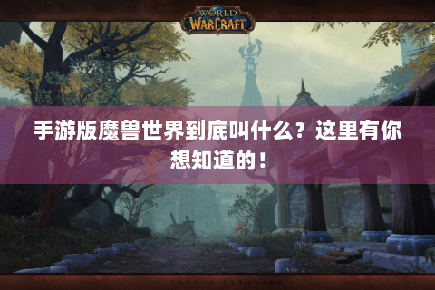 手游版魔兽世界到底叫什么？这里有你想知道的！