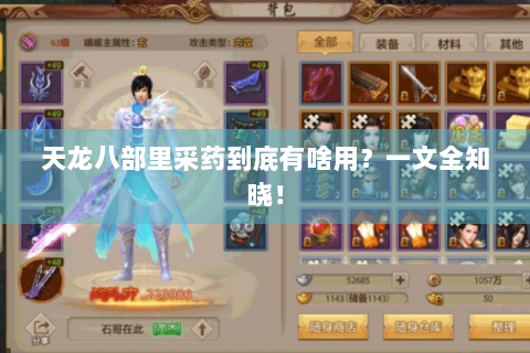 天龙八部里采药到底有啥用？一文全知晓！