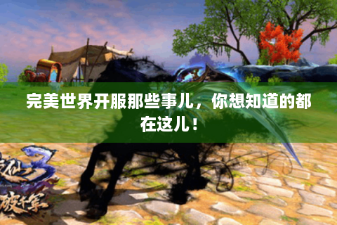 完美世界开服那些事儿，你想知道的都在这儿！