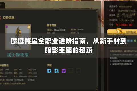 魔域煞星全职业进阶指南，从新手村到暗影王座的秘籍