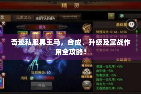 奇迹私服黑王马，合成、升级及实战作用全攻略！