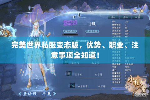 完美世界私服变态版，优势、职业、注意事项全知道！