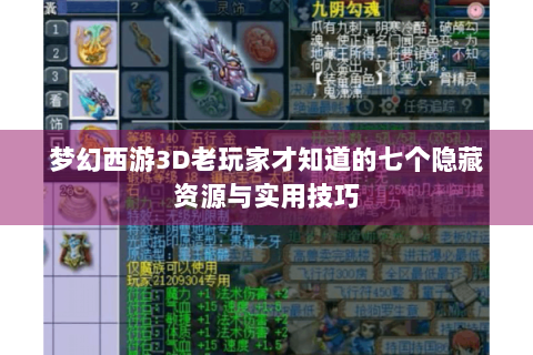 梦幻西游3D老玩家才知道的七个隐藏资源与实用技巧