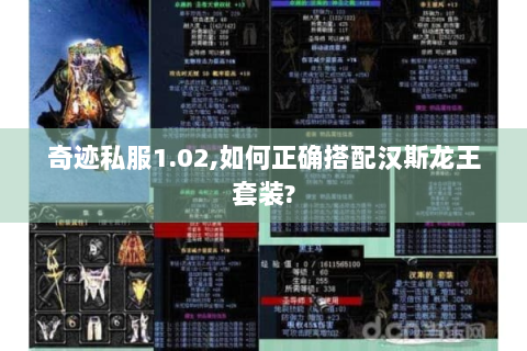 奇迹私服1.02,如何正确搭配汉斯龙王套装?
