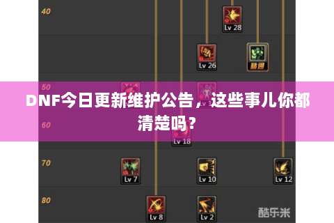 DNF今日更新维护公告，这些事儿你都清楚吗？