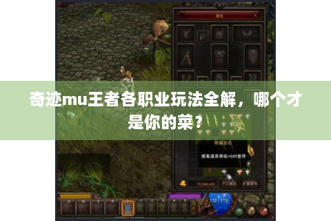 奇迹mu王者各职业玩法全解，哪个才是你的菜？
