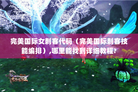 完美国际女刺客代码（完美国际刺客技能编排）,哪里能找到详细教程?