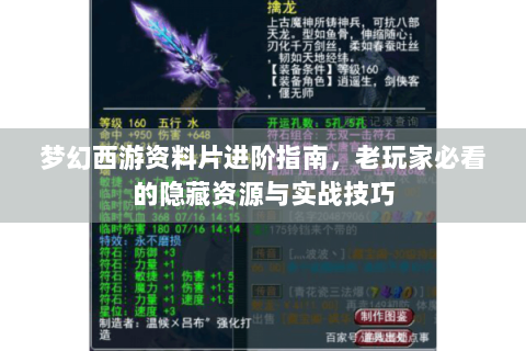 梦幻西游资料片进阶指南，老玩家必看的隐藏资源与实战技巧