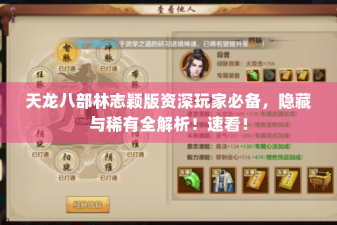 天龙八部林志颖版资深玩家必备，隐藏与稀有全解析！速看！