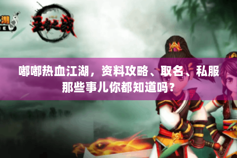 嘟嘟热血江湖，资料攻略、取名、私服那些事儿你都知道吗？