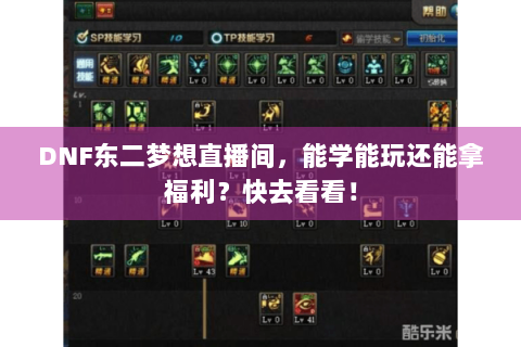 DNF东二梦想直播间，能学能玩还能拿福利？快去看看！