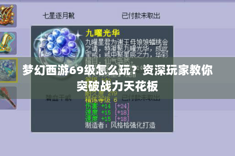 梦幻西游69级怎么玩？资深玩家教你突破战力天花板