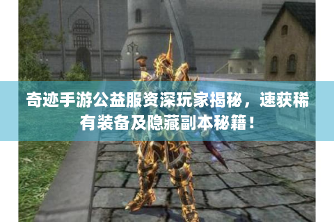 奇迹手游公益服资深玩家揭秘，速获稀有装备及隐藏副本秘籍！