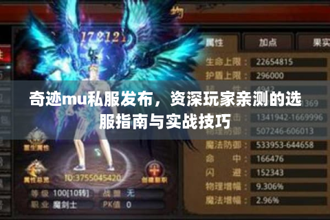 奇迹mu私服发布，资深玩家亲测的选服指南与实战技巧