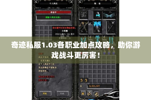 奇迹私服1.03各职业加点攻略，助你游戏战斗更厉害！