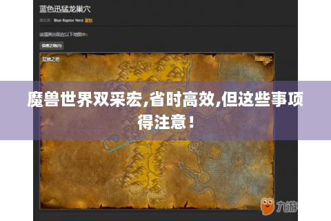 魔兽世界双采宏,省时高效,但这些事项得注意！