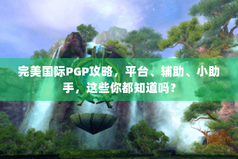 完美国际PGP攻略，平台、辅助、小助手，这些你都知道吗？