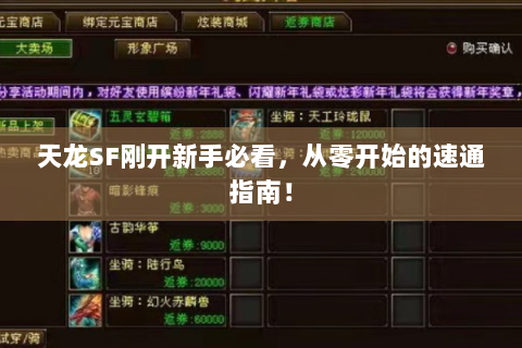 天龙SF刚开新手必看，从零开始的速通指南！