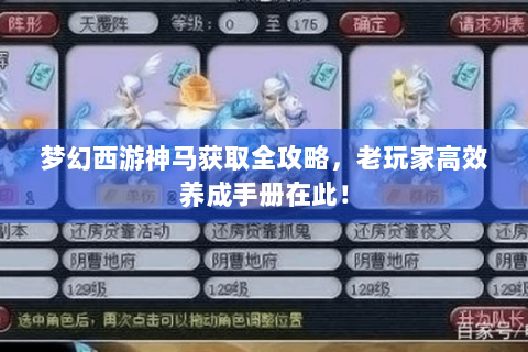 梦幻西游神马获取全攻略，老玩家高效养成手册在此！