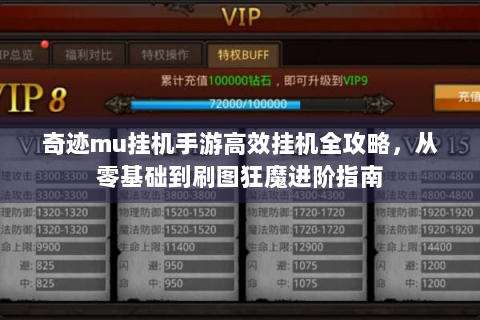 奇迹mu挂机手游高效挂机全攻略，从零基础到刷图狂魔进阶指南