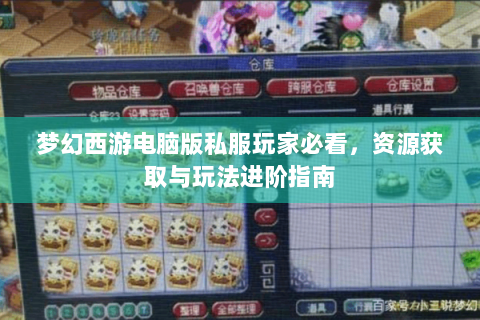梦幻西游电脑版私服玩家必看，资源获取与玩法进阶指南