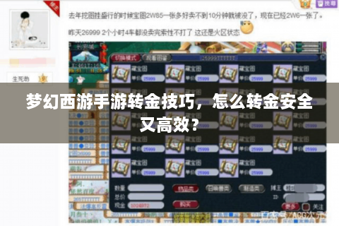 梦幻西游手游转金技巧，怎么转金安全又高效？