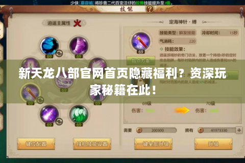新天龙八部官网首页隐藏福利？资深玩家秘籍在此！