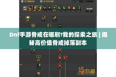 Dnf手游骨戒在哪刷?我的探索之旅 | 揭秘高价值骨戒掉落副本