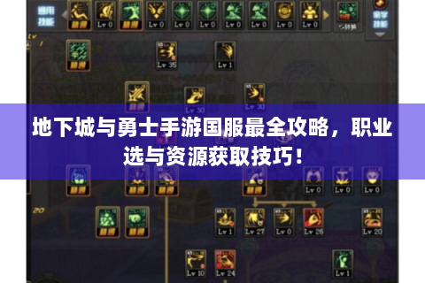 地下城与勇士手游国服最全攻略，职业选与资源获取技巧！