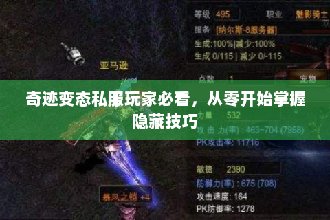 奇迹变态私服玩家必看，从零开始掌握隐藏技巧