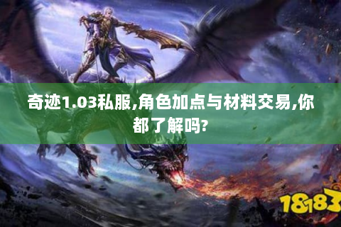 奇迹1.03私服,角色加点与材料交易,你都了解吗?