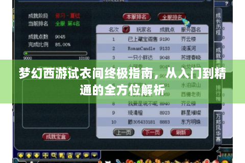 梦幻西游试衣间终极指南，从入门到精通的全方位解析