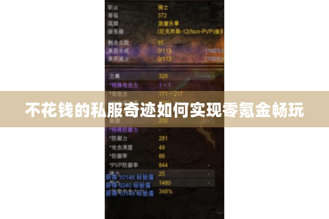 不花钱的私服奇迹如何实现零氪金畅玩
