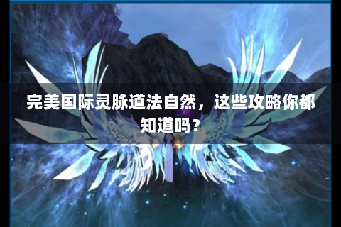 完美国际灵脉道法自然，这些攻略你都知道吗？
