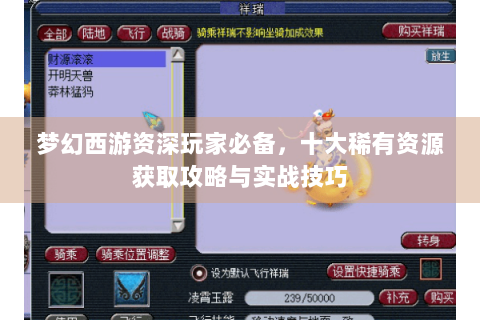 梦幻西游资深玩家必备，十大稀有资源获取攻略与实战技巧