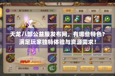 天龙八部公益服发布网，有哪些特色？满足玩家独特体验与资源需求！
