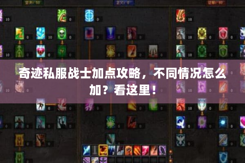 奇迹私服战士加点攻略，不同情况怎么加？看这里！
