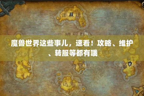 魔兽世界这些事儿，速看！攻略、维护、转服等都有哦