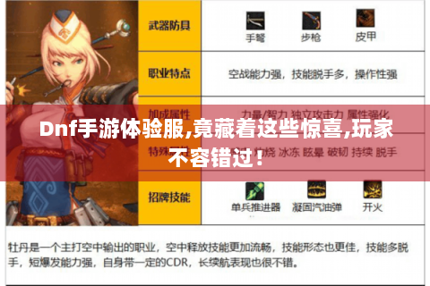 Dnf手游体验服,竟藏着这些惊喜,玩家不容错过！